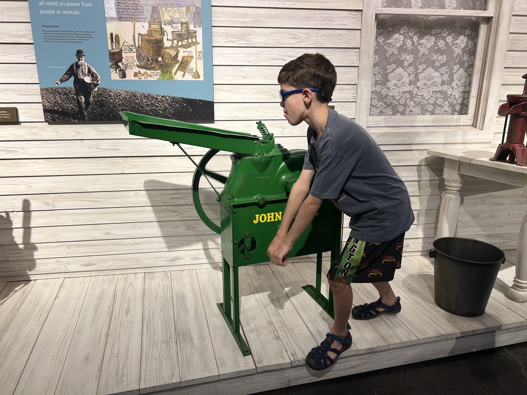 Corn shelling machine at the John Deere Engine and Tractor Museum in Waterloo, Iowa